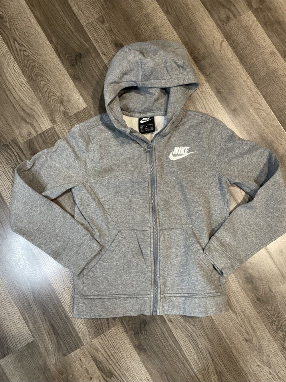 Nike Boys Sportswear Full Zip Gray Hoodie Sweatshirt Size Medium